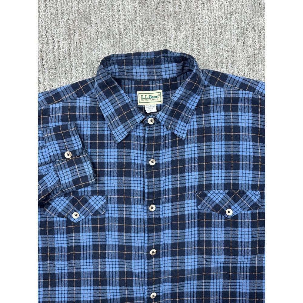 Vtg LL BEAN Shirt Mens XL 90's Freeport Maine Made In USA Y2K Plaid Button Up